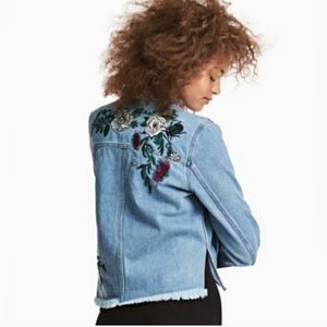 COACHELLA X H&M Embroidered Denim Jacket 100% Cotton Size 2